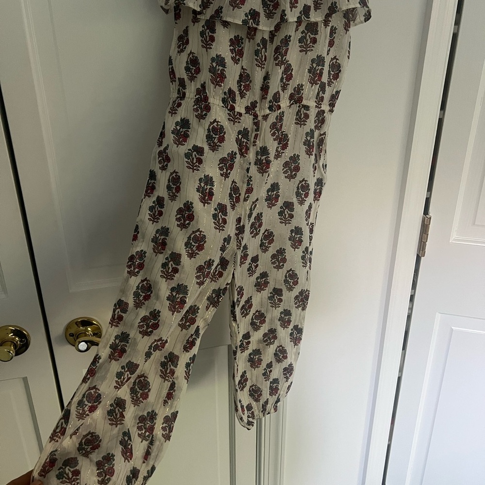 BON TON Floral Kids Jumpsuit - White and Red